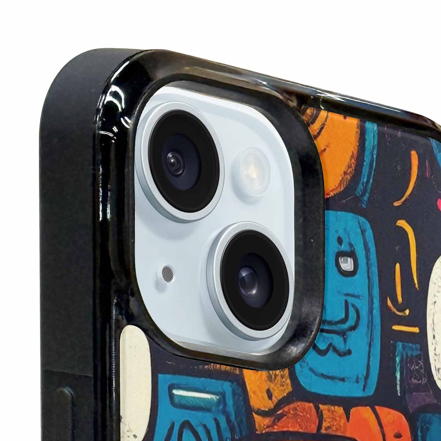 iPhone 15 Plus Case — Hand Drawn Icon Doodle Pattern Hundreds, Customized Protective Case