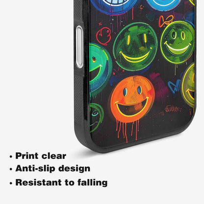 iPhone 16 Plus Case — Smiley Faces Glow Smiley Faces Pattern, Custom Designed Case Cover