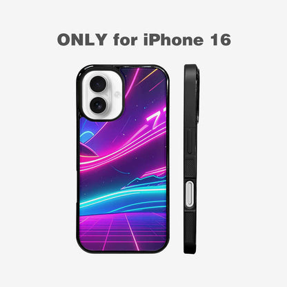 iPhone 16 Case — 1980s Neon Cartoon Art Pattern, Unique Phone Case Design