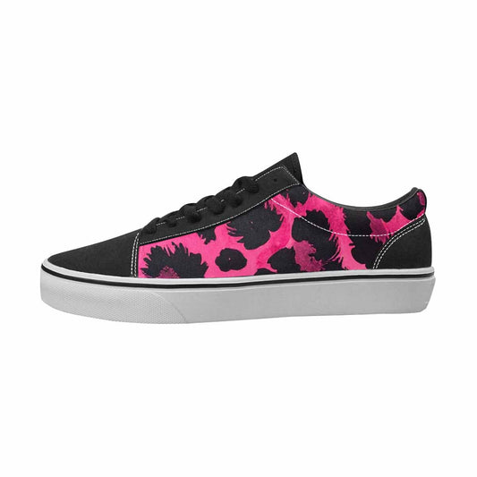 WOMEN'S Leopard Black & Pink Ink Canvas Artist-designed Vibrant Chaos Custom Printed Shoes