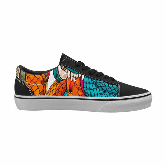 WOMEN'S Snake Print Skull Canvas Lace-Up Neon Fantasy Custom Shoes