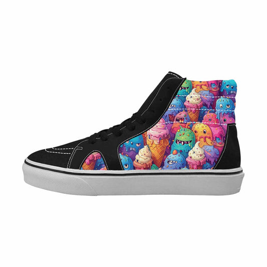 MEN'S Melting Ice Cream Monster High Top Canvas Vibrant Chaos Custom Sneakers