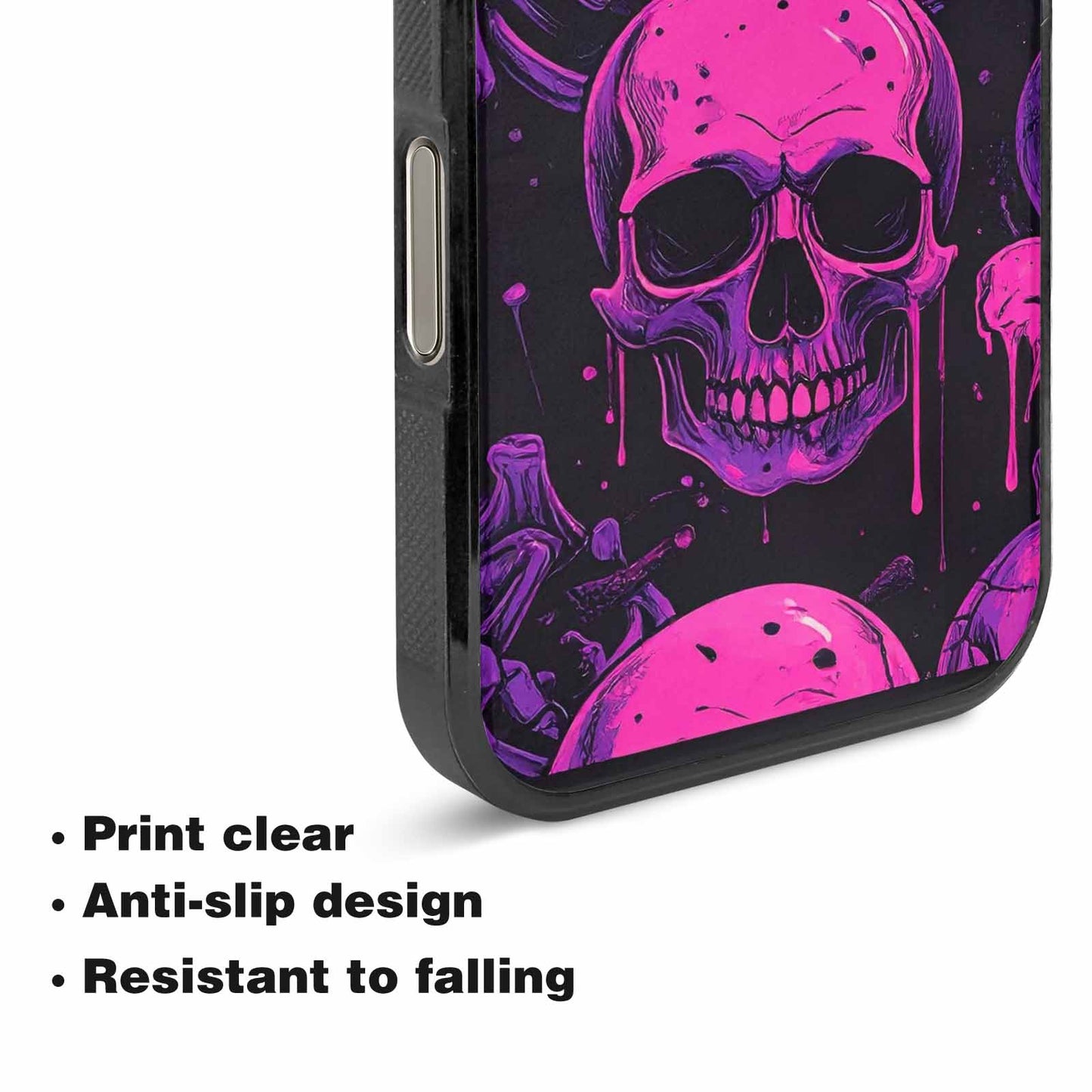 iPhone 16 Pro Case — Pink Purple Skeletons Neon Drip Melting, Custom Designed Case Cover