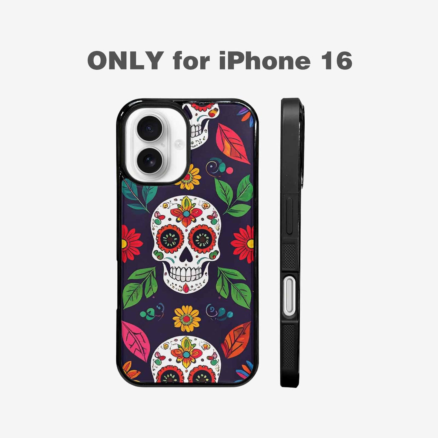 iPhone 16 Case — Sunflowers Hundreds Of Skulls Art Seamless, Customized Protective Case
