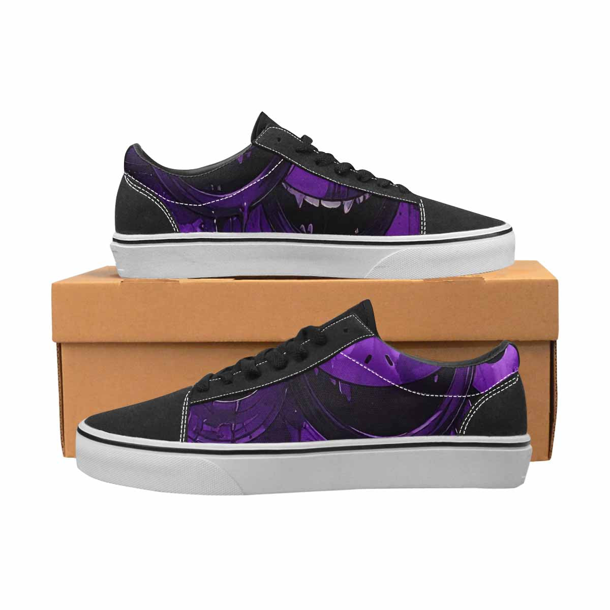 WOMEN'S Melting Moon Smiley Lace-Up Canvas Surreal Shoes