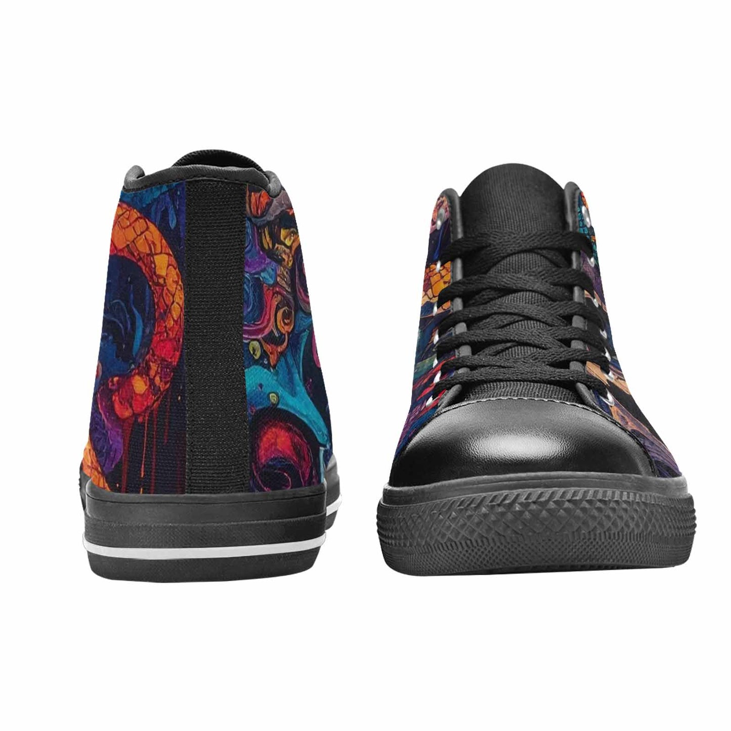 MEN'S Snakes And Skulls Collage High Top Canvas Neon Fantasy Sneakers