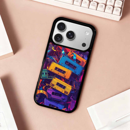 iPhone 17 Pro Case — Retro Cassette Tape Pattern Hundreds Retro, Personalized Phone Case