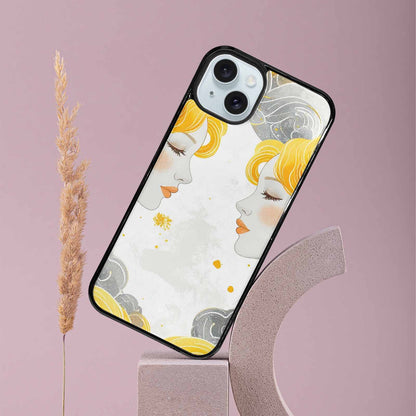 iPhone 15 Plus Case — Gemini Twins Zodiac Pattern Seamless Repeat, Custom Designed Case Cover