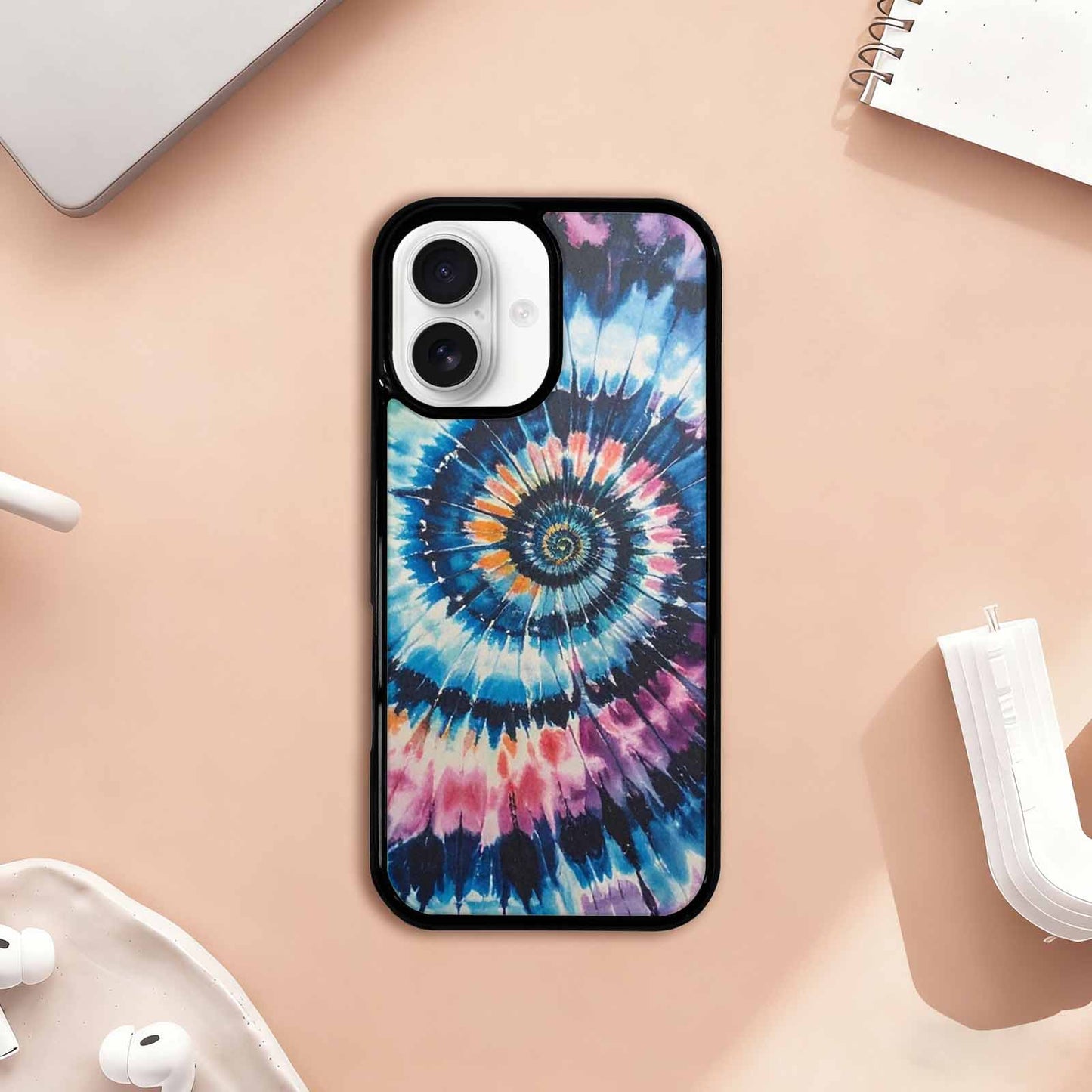 iPhone 17 Case — Black &amp; Blue Ink Tie Dye, Custom Phone Case