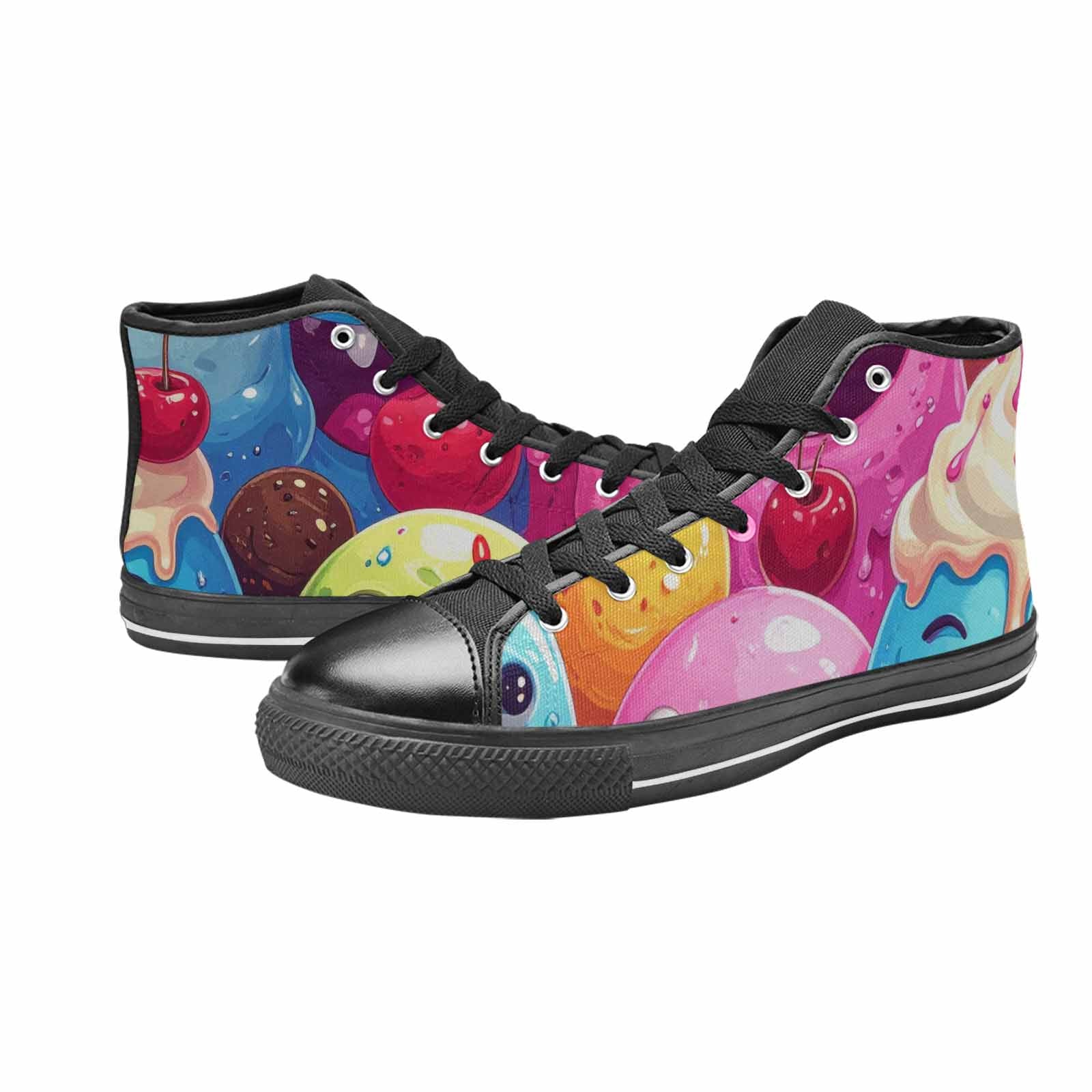 MEN'S Melting Icecream Monster Cherry High Top Canvas Neon Fantasy Sneakers