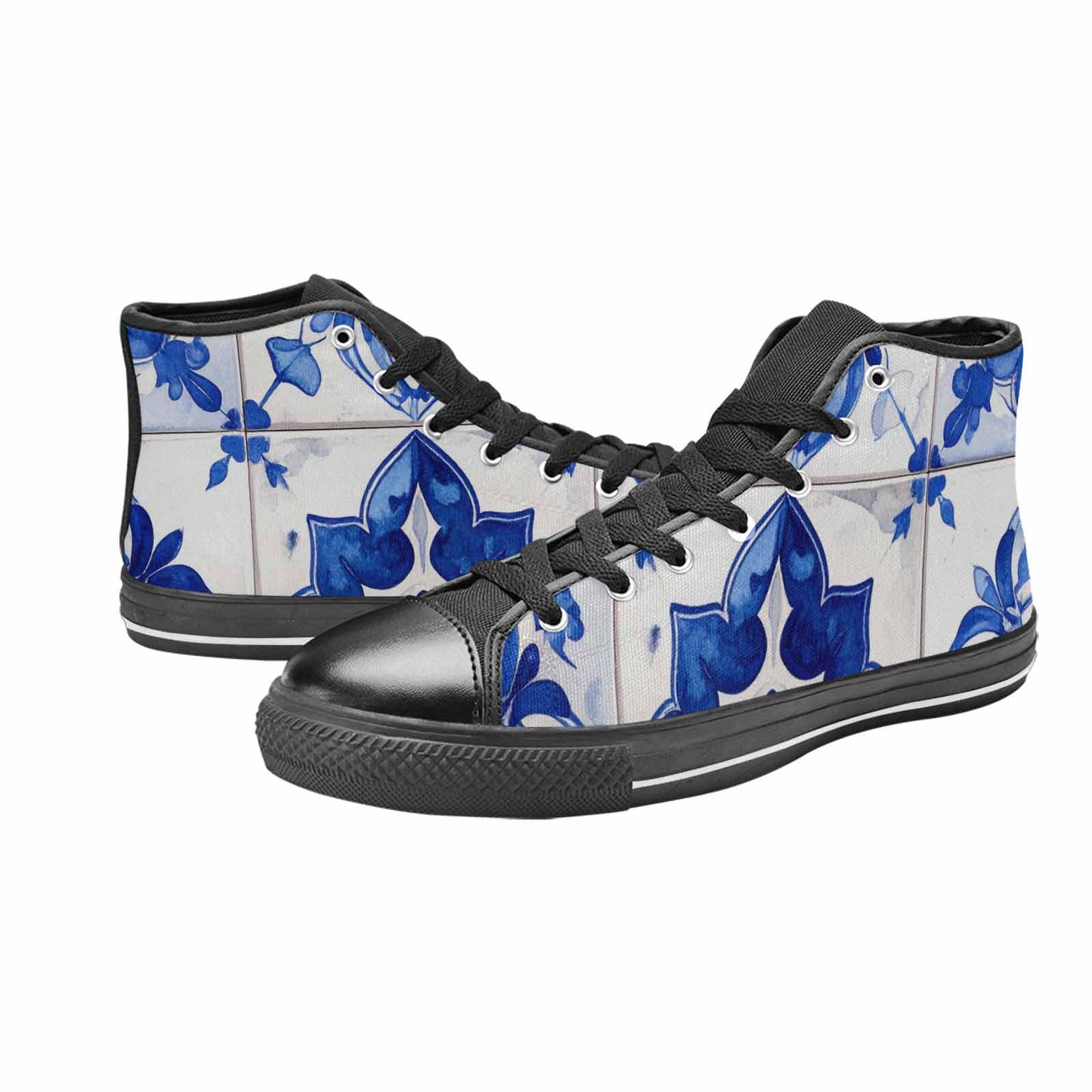 WOMEN'S Talavera Tile Floral High Top Canvas Neon Fantasy Shoes