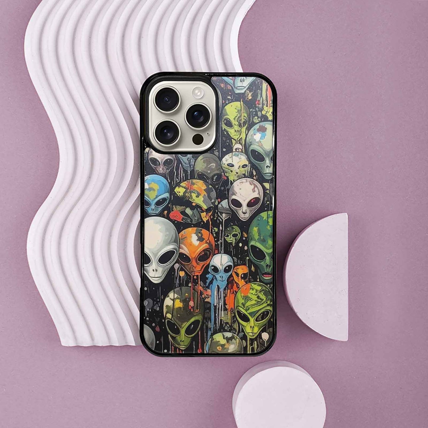 iPhone 16 Pro Max Case — Aliens Camo Aliens Pattern Hundreds Of, Custom Print Case Cover