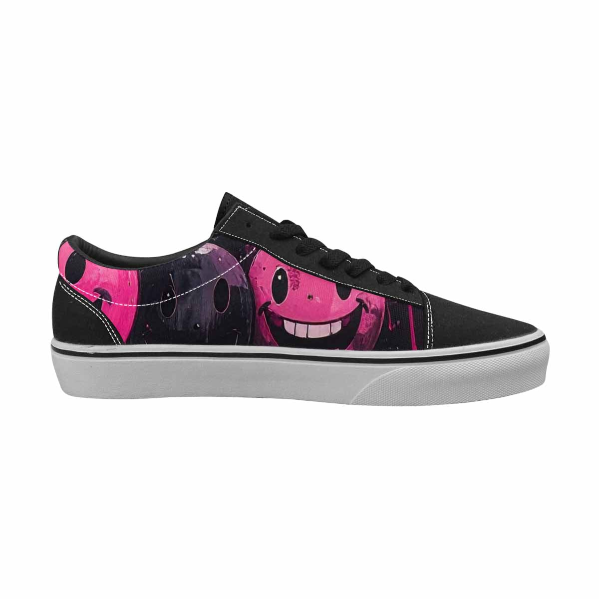 WOMEN'S Melting Moon Smiley Lace-Up Canvas Dreamcore Custom Shoes