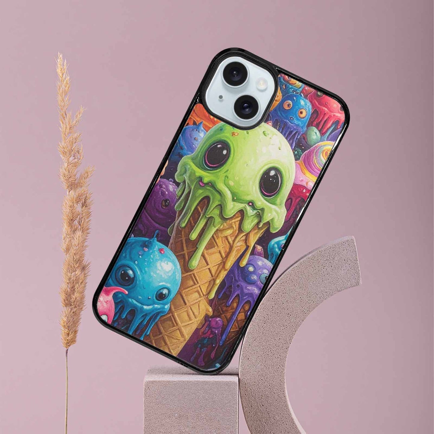 iPhone 15 Plus Case — Melting Ice Cream Monster Charac, Custom Print Case Cover