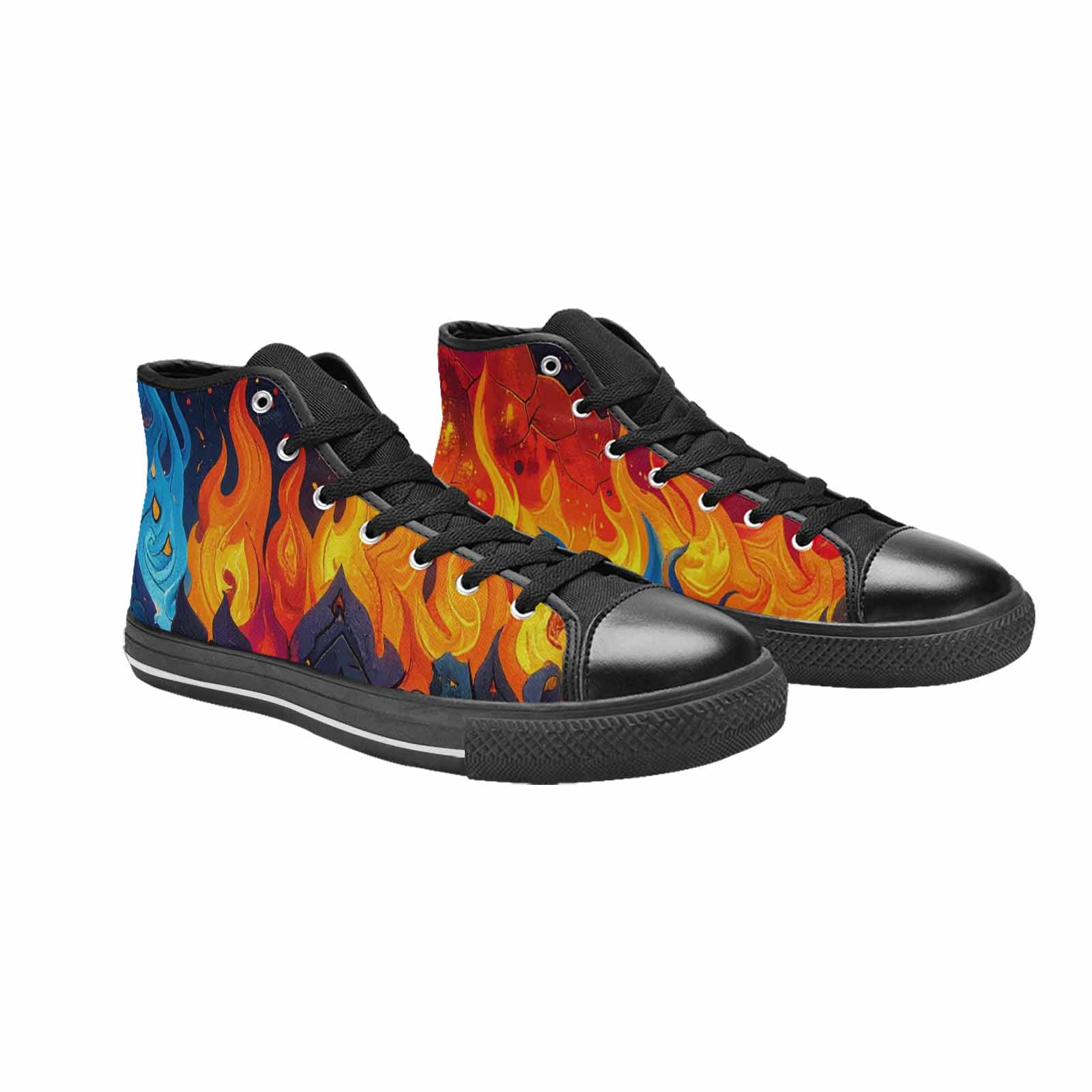 WOMEN'S Fire Flame High Top Canvas Dreamcore Custom Sneakers