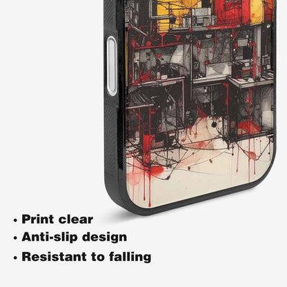 iPhone 16 Plus Case — Liminal Space Fragment Black Red Ink, Custom Art Phone Cover