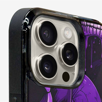 iPhone 15 Pro Max Case — Monochrome Purple Skeletons Neon Drip Melting, Custom Phone Case