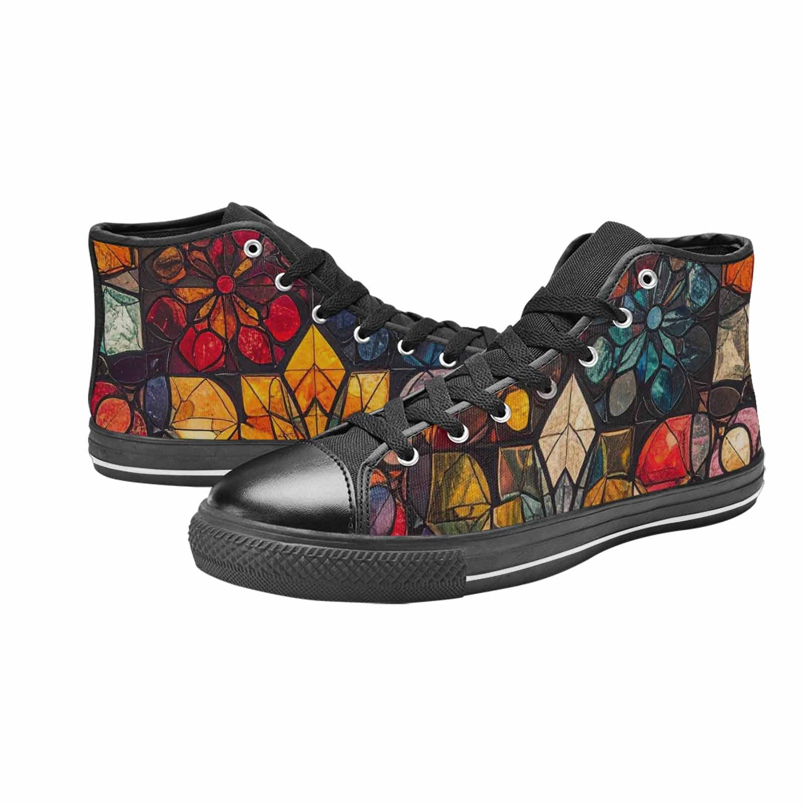 MEN'S Stained Glass Kaleidoscope High Top Canvas Vibrant Chaos Custom Shoes