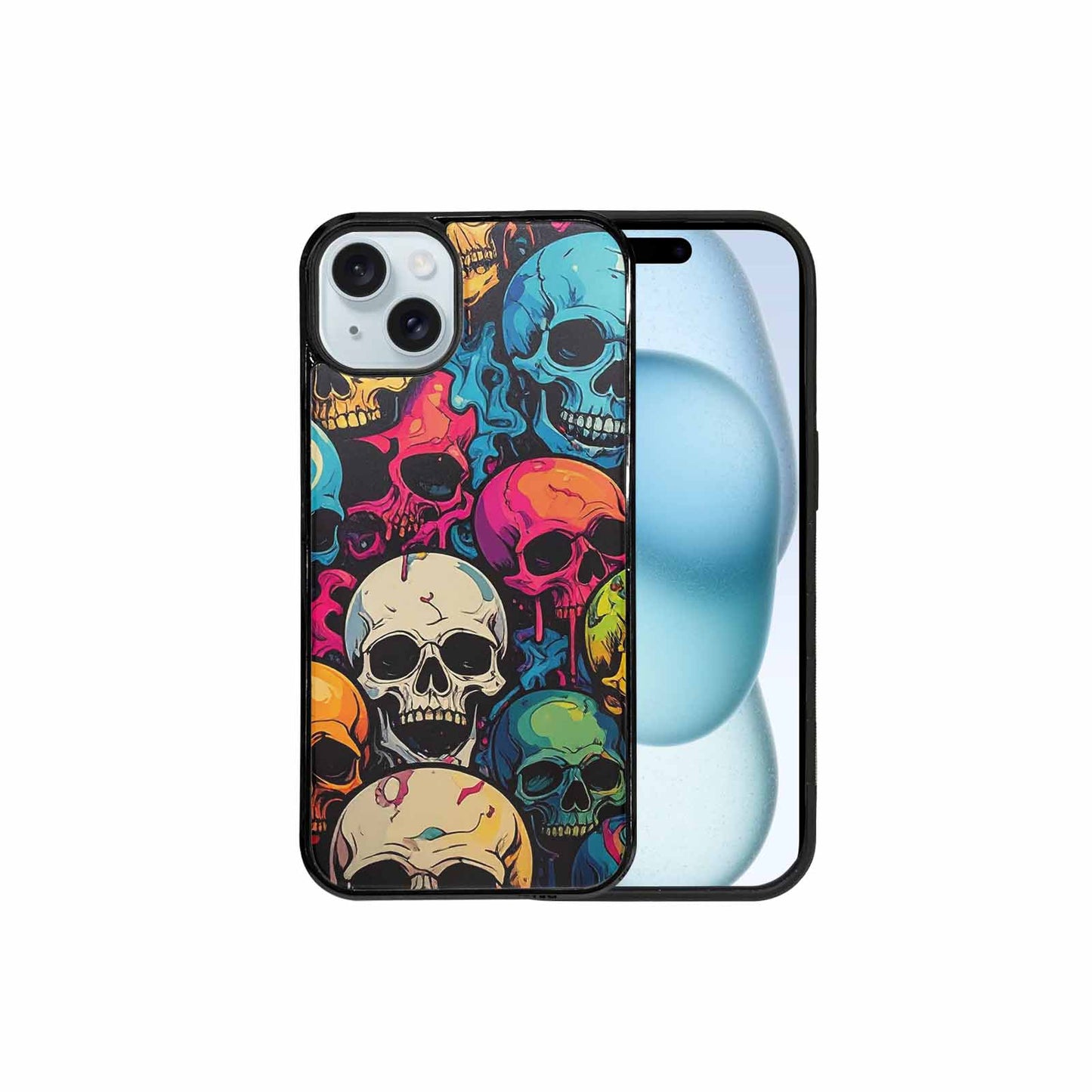 iPhone 15 Plus Case — 1000s Of Skulls Digital Camo Drip, Custom Art Phone Cover