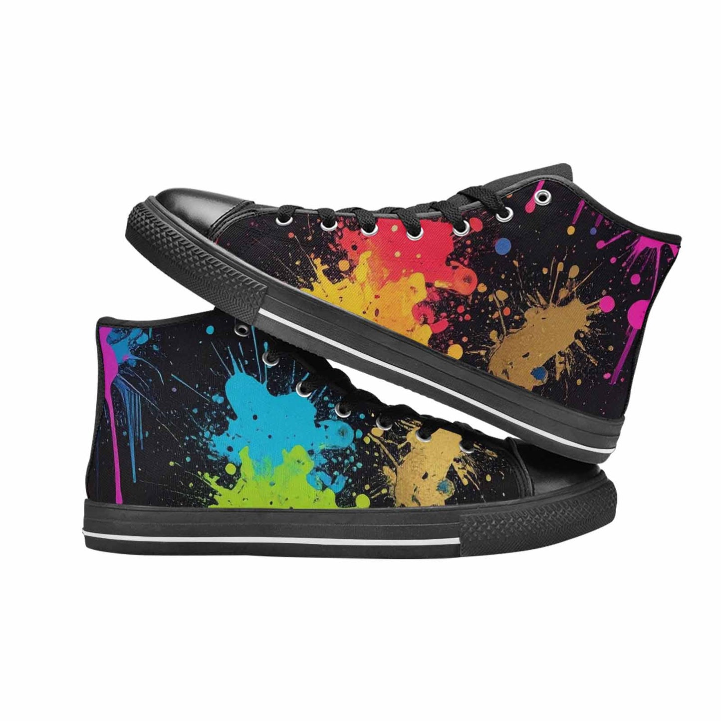 MEN'S Paint Splatter High Top Canvas Dreamcore Custom Shoes