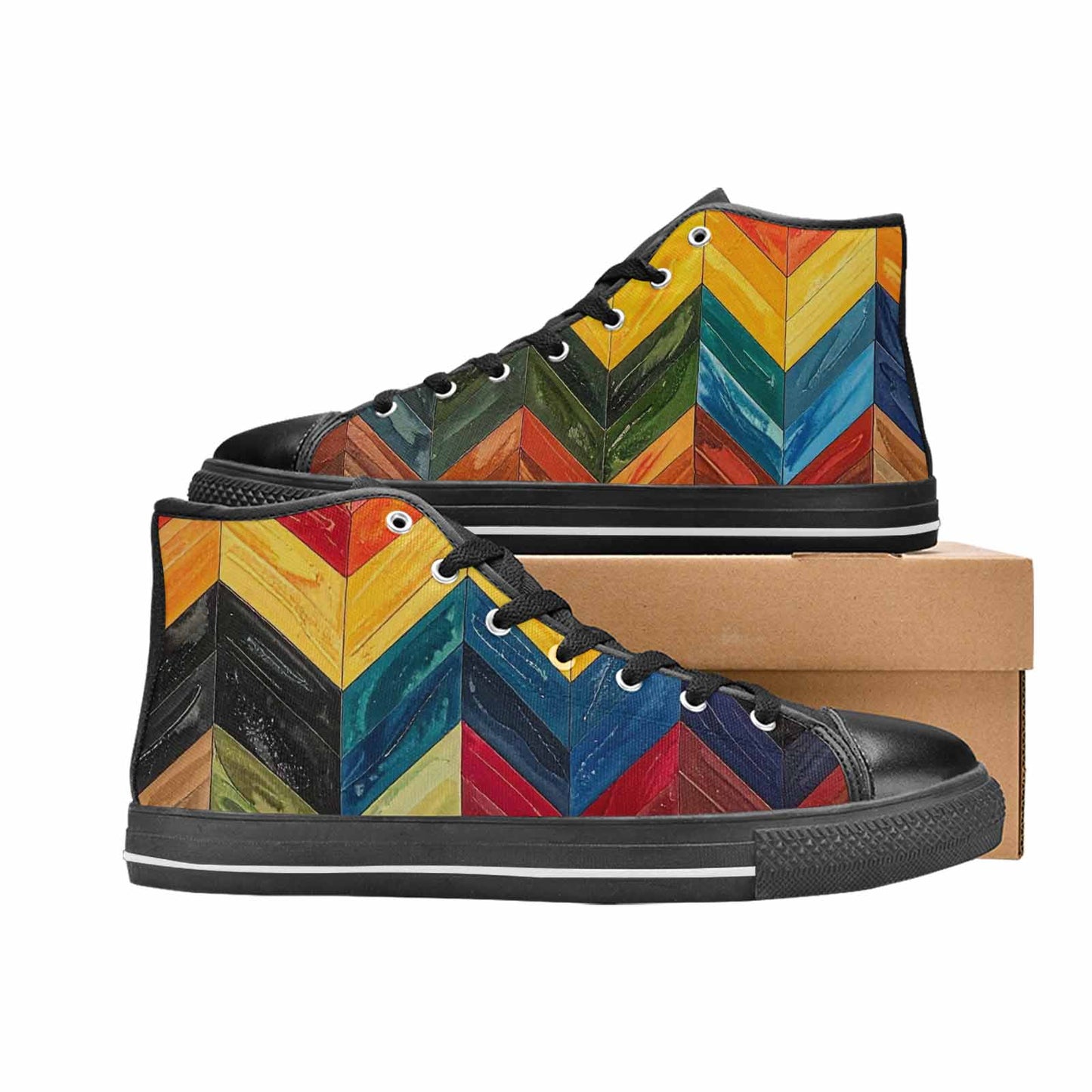 MEN'S Progress Pride Flag High Top Canvas Neon Fantasy Shoes