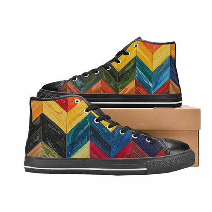 MEN'S Progress Pride Flag High Top Canvas Neon Fantasy Shoes