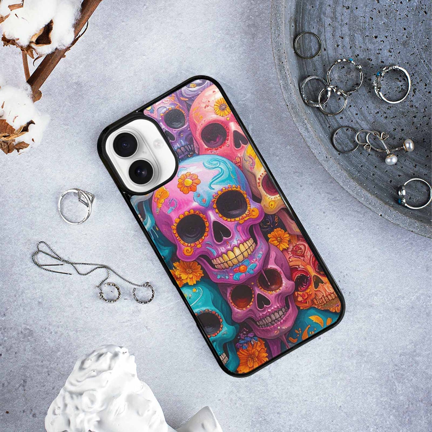 iPhone 16 Plus Case — Sugar Skullsmelting Sugar Skulls, Custom Print Case Cover