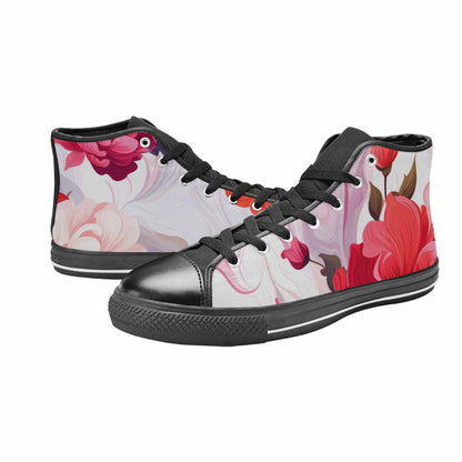 MEN'S Marble Floral High Top Canvas Neon Fantasy Custom Sneakers
