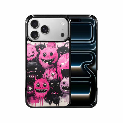 iPhone 17 Pro Max Case — Black &amp; Pink Ink Cartoon Cute, Custom Printed Phone Case