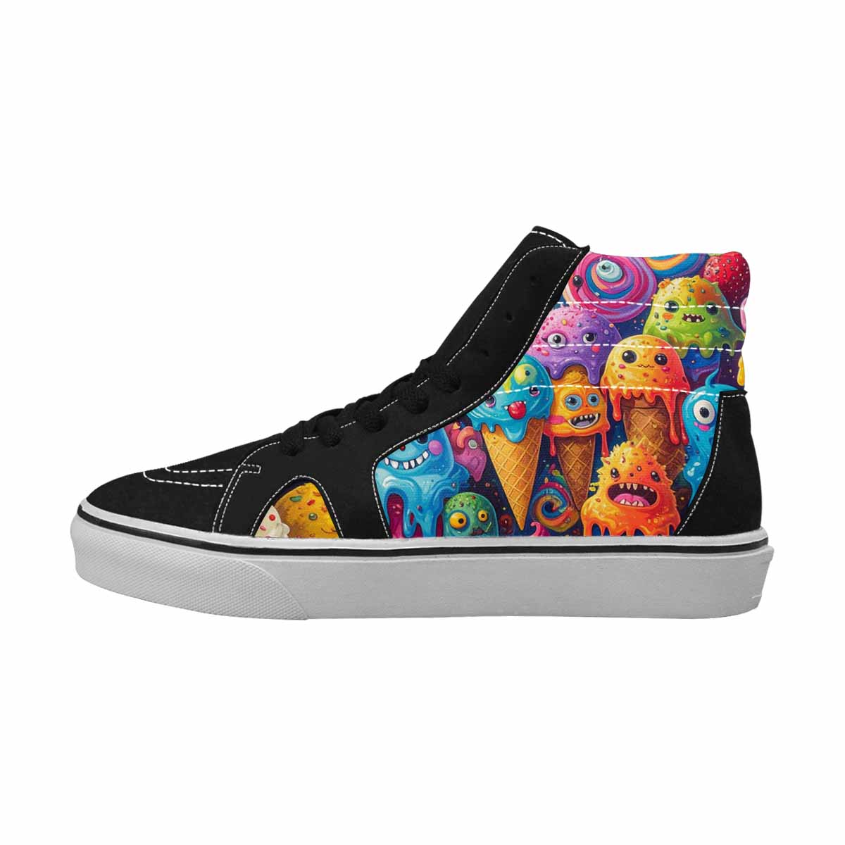 MEN'S Melting Ice Cream Monster High Top Canvas Melting Art Custom Sneakers