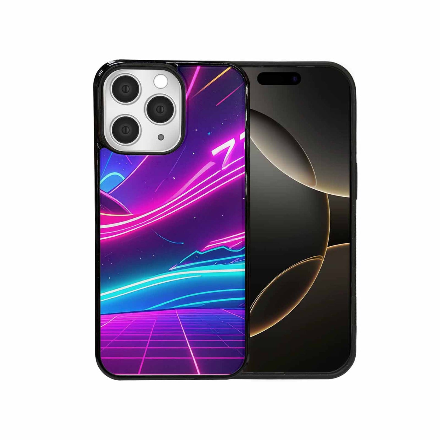 iPhone 15 Pro Max Case — 1980s Neon Cartoon Art Pattern, Custom Phone Case