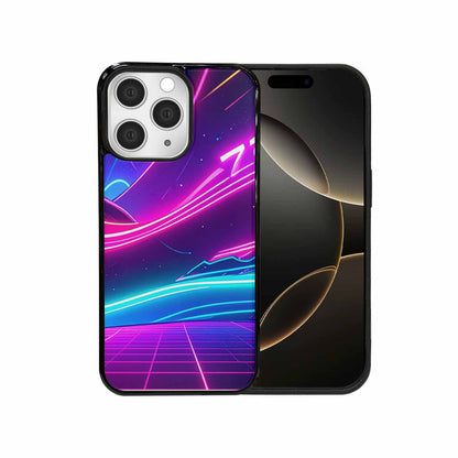 iPhone 15 Pro Max Case — 1980s Neon Cartoon Art Pattern, Custom Phone Case