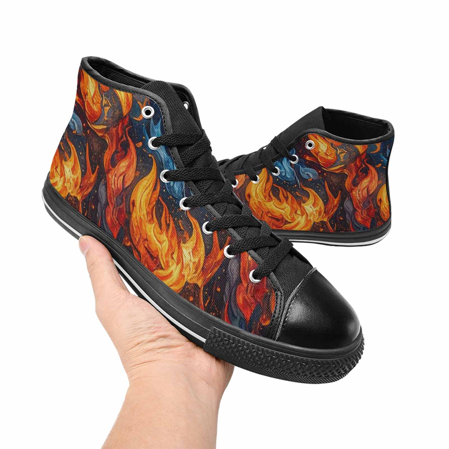 WOMEN'S Fire Flame High Top Canvas Wallpaper Art Shoes