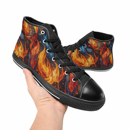 WOMEN'S Fire Flame High Top Canvas Wallpaper Art Shoes