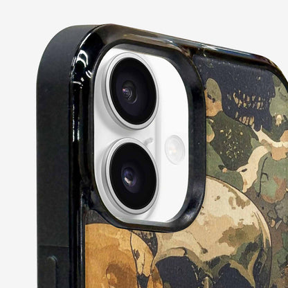 iPhone 16 Plus Case — Military Camo Texture Combined With Distressed, Original Design Phone Case