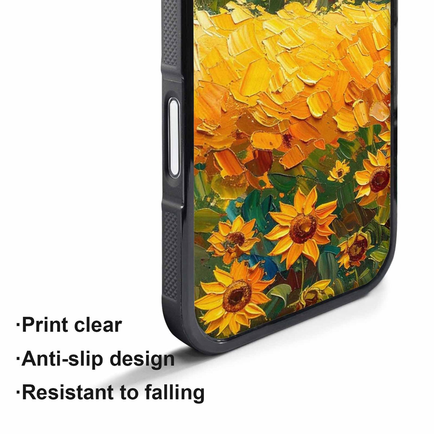 iPhone 17 Pro Case — Impressionist Sunflower Brushstroke Pattern Hundreds Floral, Original Design Phone Case