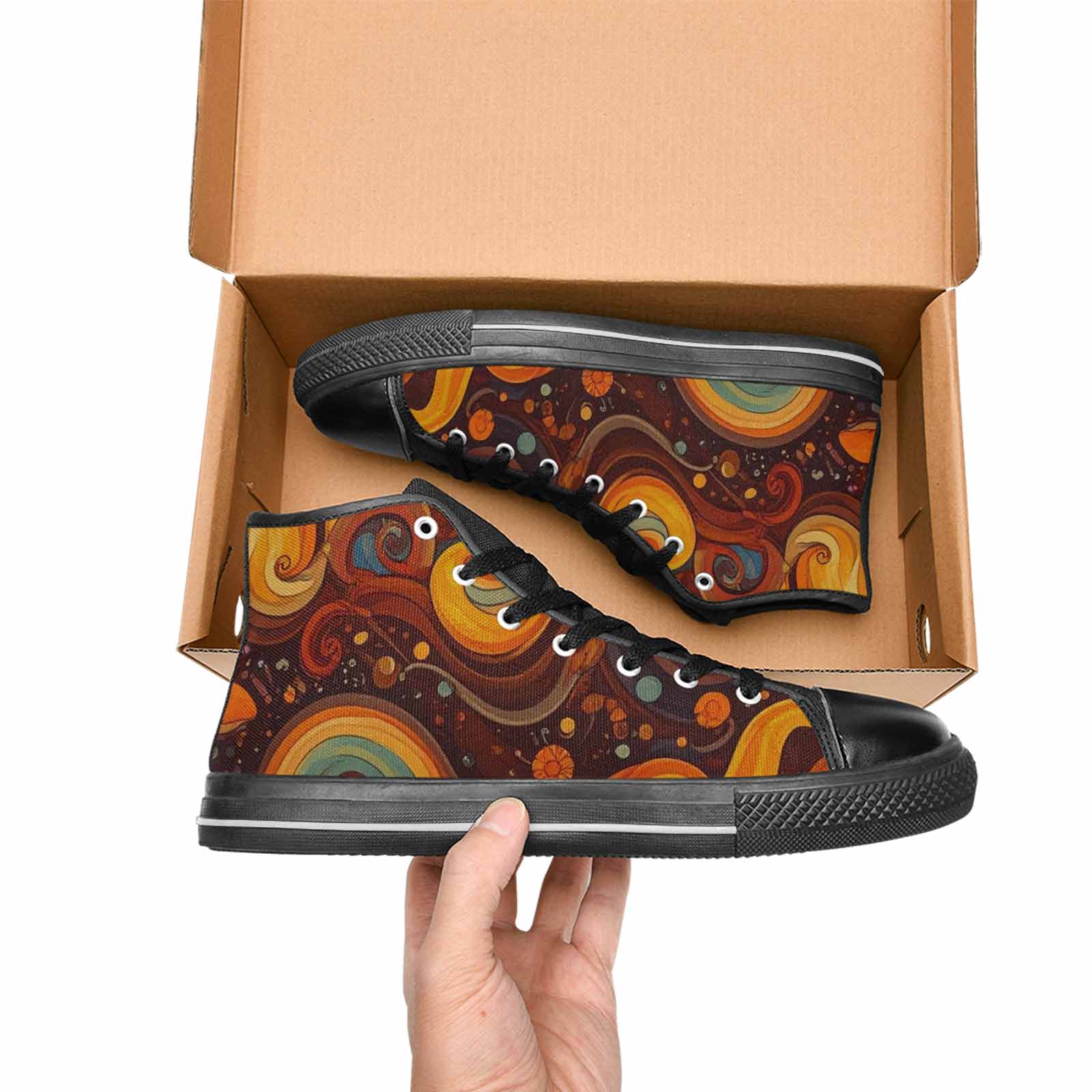 WOMEN'S Groovy 70S Peace High Top Canvas Surreal Shoes