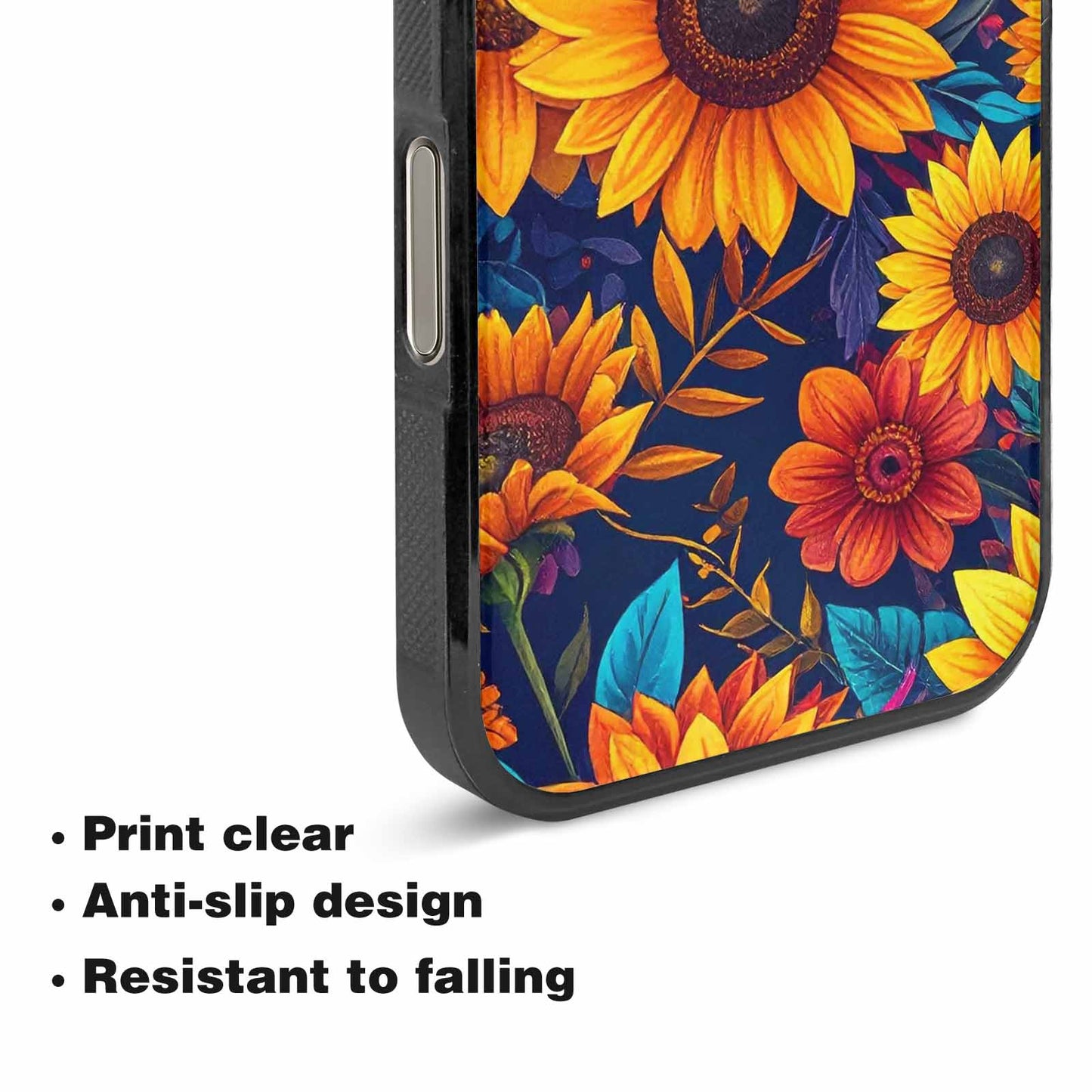 iPhone 16 Pro Max Case — Sunflower Skulls Print Custom, Custom Art Phone Cover
