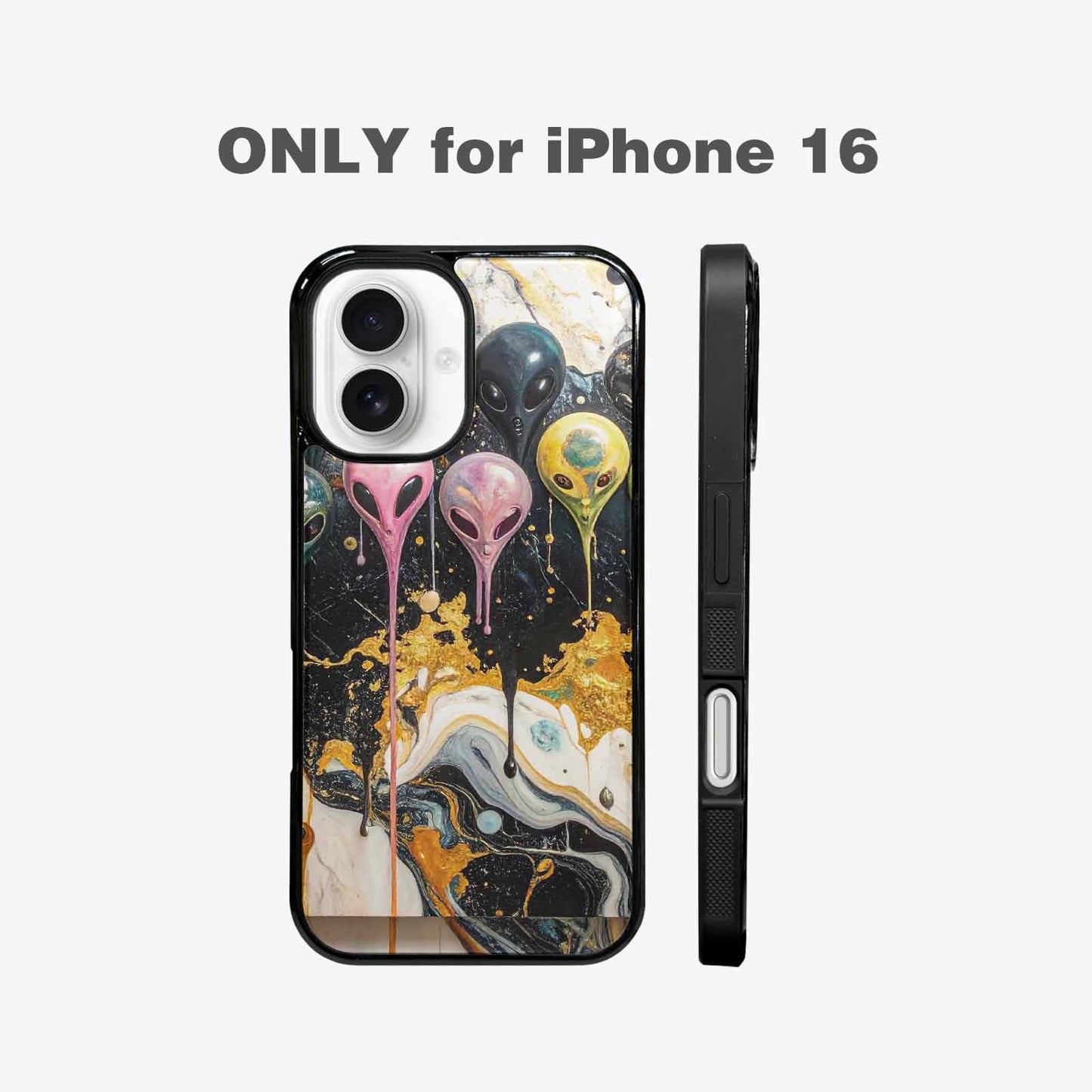iPhone 16 Case — Aliens Marblemelting Aliens Pa, Personalized Phone Case