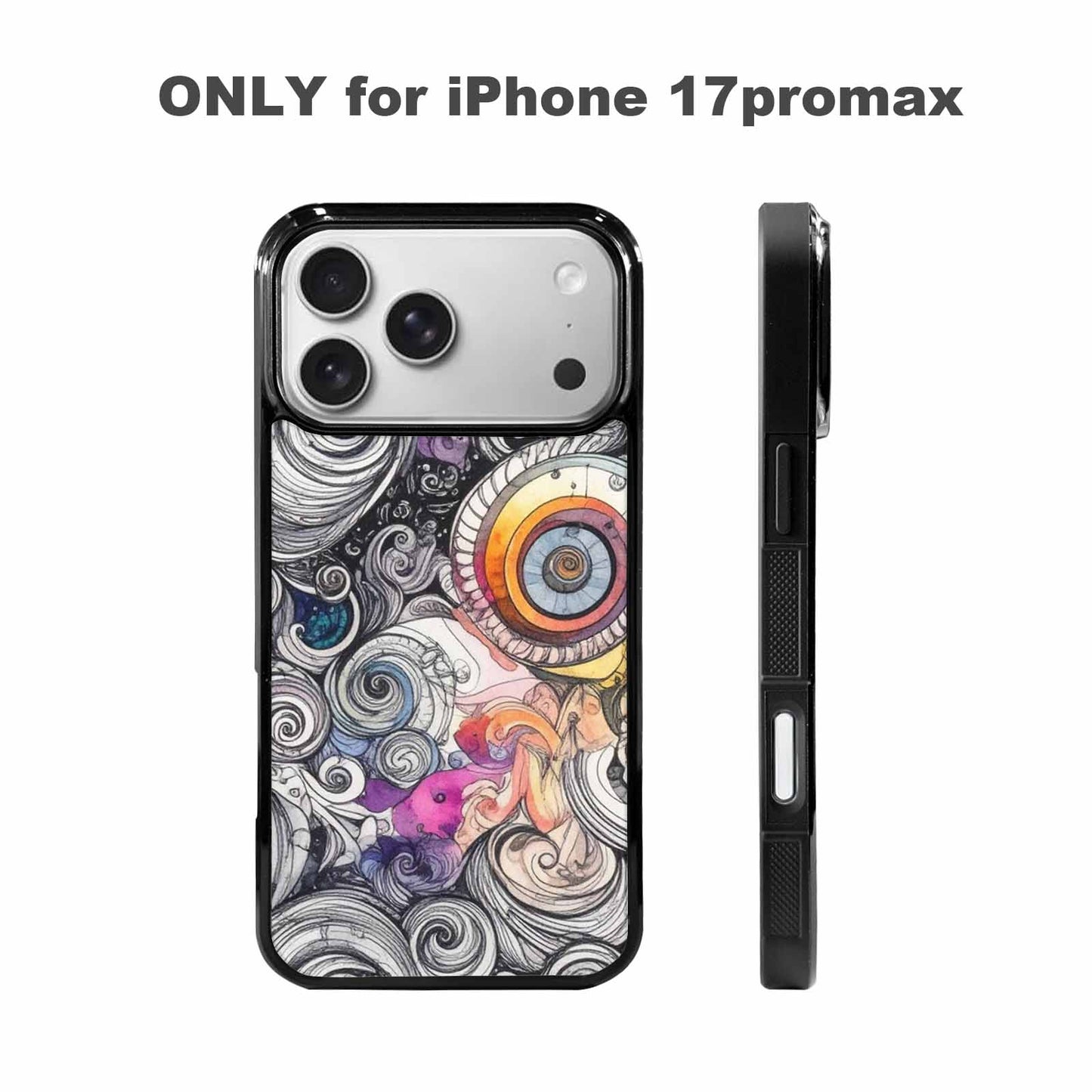 iPhone 17 Pro Max Case — Tie Dye Swirls (black Tie Dye, Original Design Phone Case