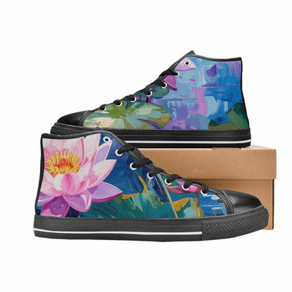 MEN'S Monet-Style Impressionist Water High Top Canvas Cottagecore Sneakers