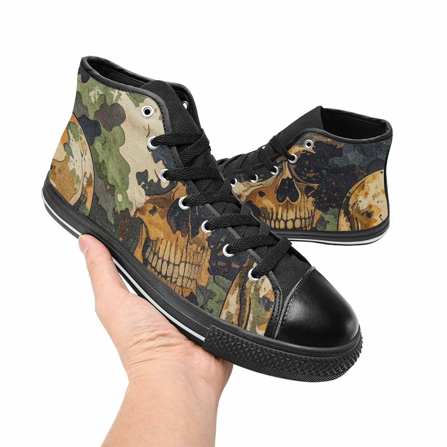 MEN'S Military Camo Skull High Top Canvas Neon Fantasy Custom Shoes