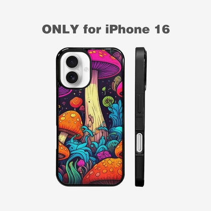 iPhone 16 Case — Psychedelic Mushroom Cartoon Pattern, Custom Designed Case Cover