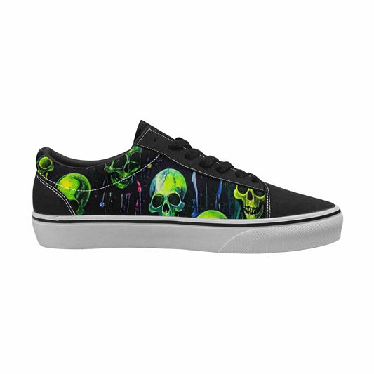 MEN'S Skeletons - Neon Green Lace-Up Canvas Vivid Custom Sneakers
