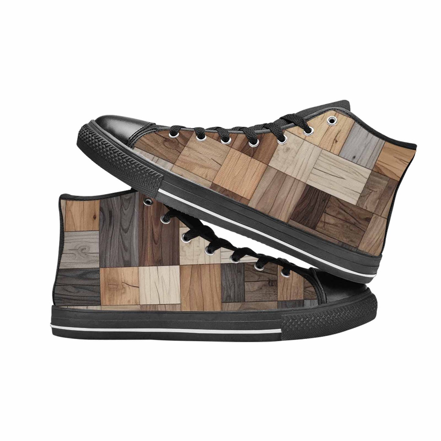 WOMEN'S Wood Grain Texture High Top Canvas Cottagecore Shoes