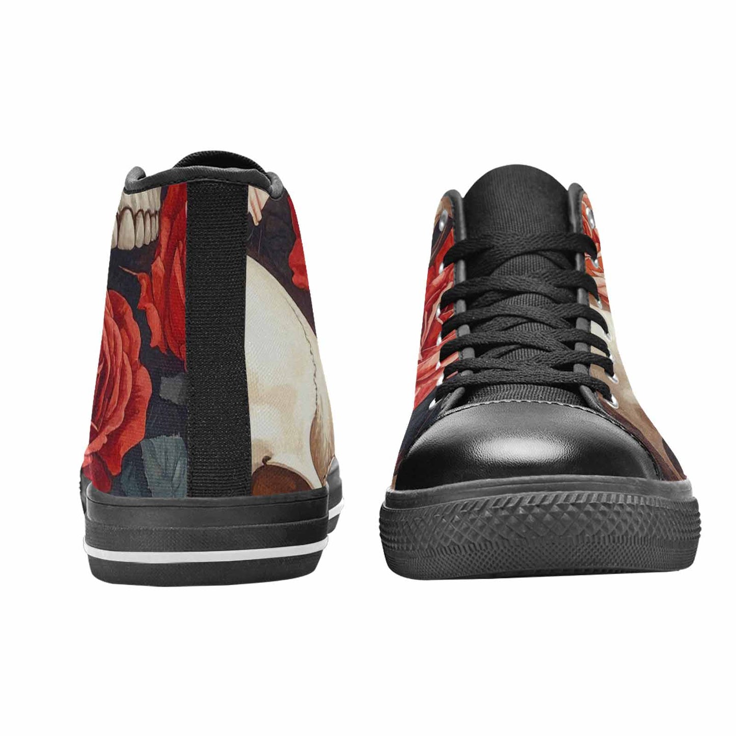WOMEN'S Skulls Roses Soft Airbrush High Top Canvas Neon Fantasy Custom Sneakers