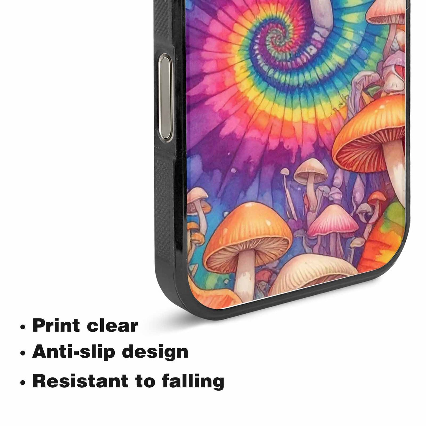 iPhone 15 Pro Max Case — Mushrooms Tie Dyemushrooms Pat 3w3, Custom Designed Case Cover