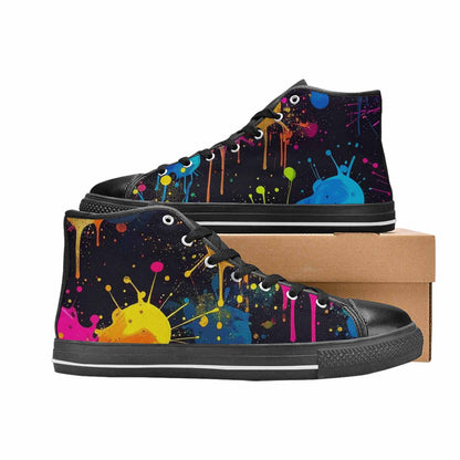 MEN'S Paint Splatter High Top Canvas Wallpaper Art Custom Sneakers