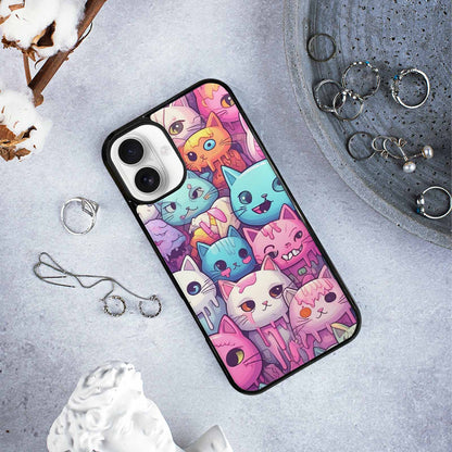 iPhone 16 Plus Case — Pastel Gore Cat Character Pattern Hundreds, Custom Art Phone Cover