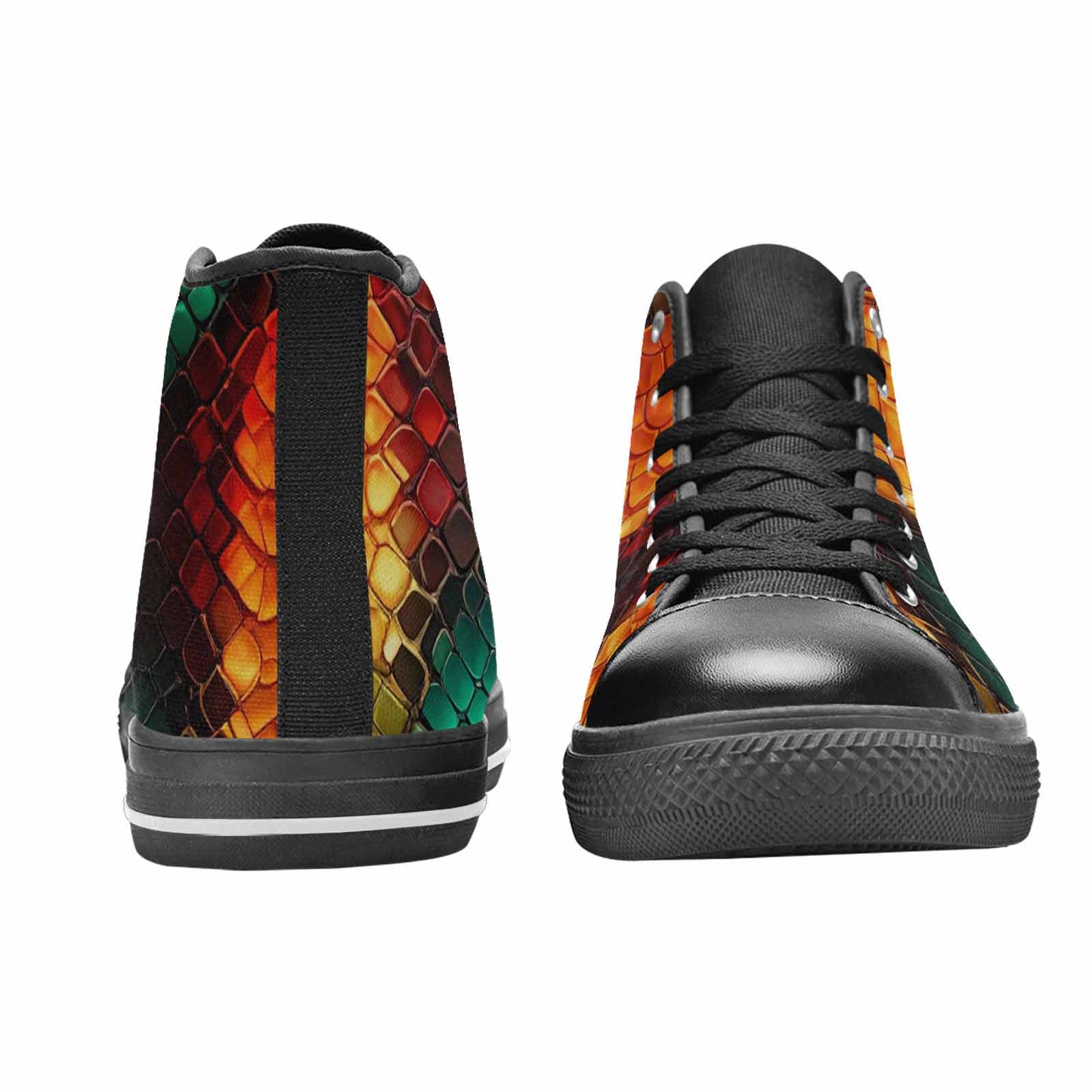 WOMEN'S Dark Snake Print High Top Canvas Y2K Custom Sneakers